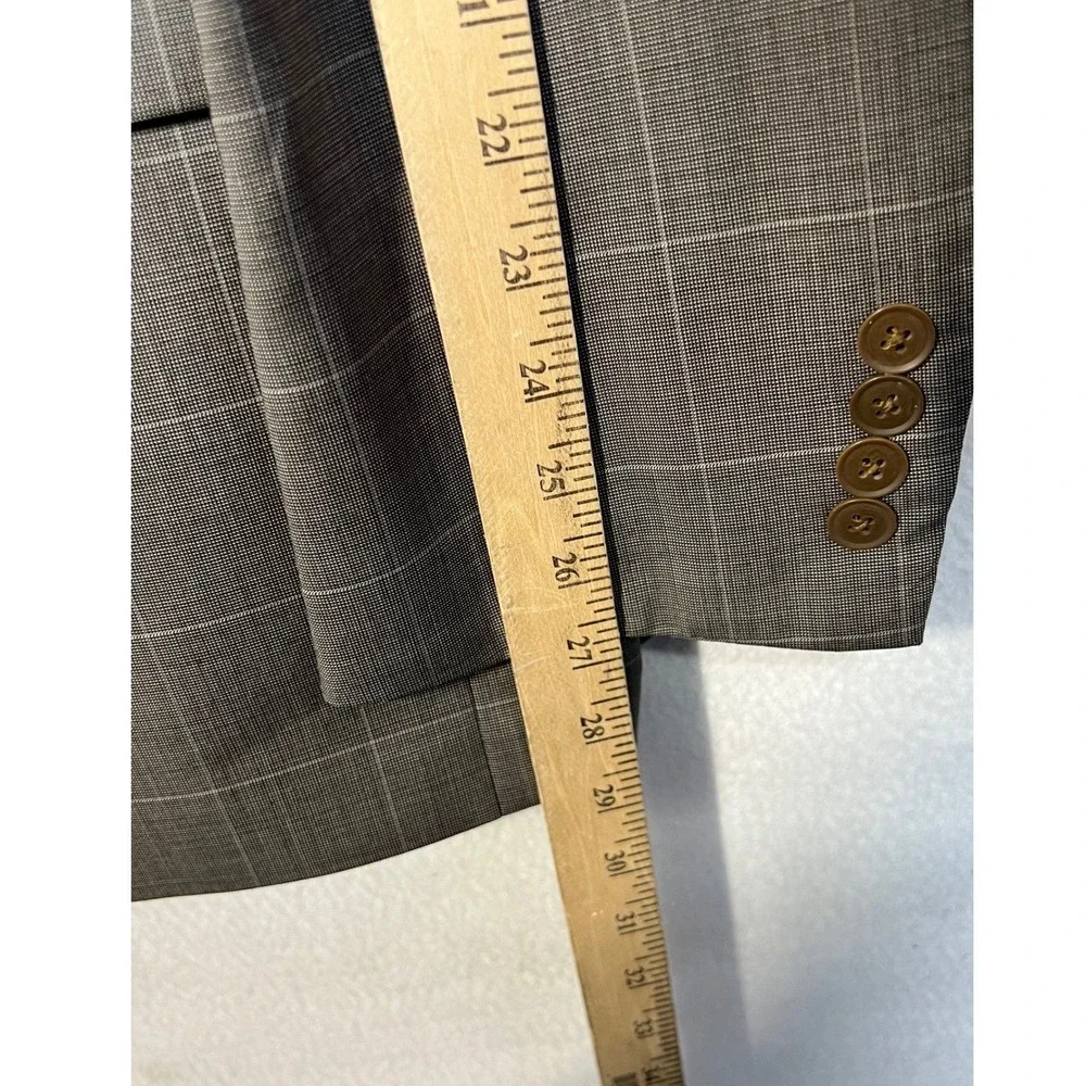 Collection by Michael Strahan Mens Wool Blend Windowpane Plaid Blazer Brown